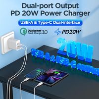 Adaptateur secteur USB C Eaget CG02 20W Chargeur rapide Charge rapide Chargeur mural pour téléphone portable Adaptateur de charge pour téléphone