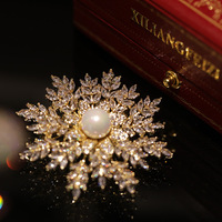 Broche unisexe en cuivre plaqué avec motif flocon de neige en pierre naturelle - Accessoires vestimentaires en gros, cadeau