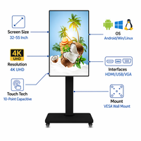 Moniteur tactile capacitif personnalisé, 32, 43, 49, 55 pouces, kiosque Android, WiFi, support au sol, écran intelligent, libre-service, USB