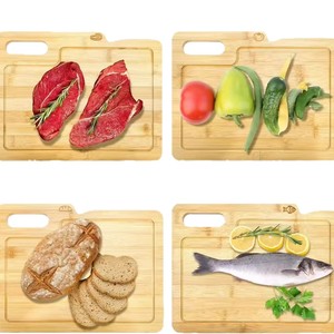 Bamboo Cutting Board Set 35.8Cm Rectangle Solid <b>Wood</b> Double Sided For Kitchen Use - Product Image 1