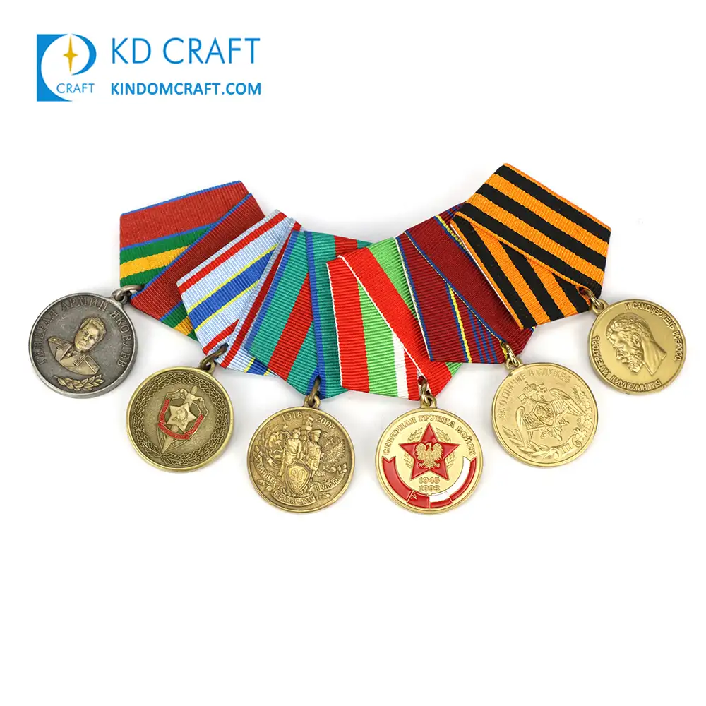 Personalized Award High Quality Personalized Metal Zinc Alloy Custom Award Fantasy 3d Enamel Army Military Medal Honor With Short Ribbon