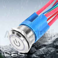 Interrupteur à bouton-poussoir LED éclairé 16/19/22mm 20A en acier inoxydable 12V étanche rond momentané à verrouillage 1NO combiné
