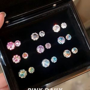 Boucles d'oreilles pour femmes en alliage de titane F136, style punk, forme fleur, clous hélix et conch en strass colorés étincelants - Product Image 2
