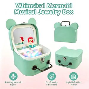 Caja Musical Giratoria de Papel YIYU <span class=keywords><strong>para</strong></span> Niñas, Linda Caja de Almacenamiento de Joyas Ecológica con Espejo y Asa, Regalo de Cumpleaños - Product Image 1