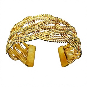 Best Quty Handicrafts Embossing Gold-Plated Brass Metal Cuff <b>Bracelet</b> Pearl Encrusted <b>Bangles</b> for Women Manufacturer in India - Product Image 4