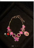 Gelang Pesona Bunga Berlapis Emas Berkualitas Tinggi, Manik-Manik Lubang Besar yang Dapat Disesuaikan, Liontin Bunga Kristal, Gelang DIY untuk Wanita