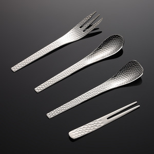 Couverts martelés exquis cuillère et fourchette ensemble en acier inoxydable 304 <span class=keywords><strong>thé</strong></span> cuillère à café Mini Dessert fourchette à fruits - Product Image 2