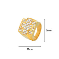 Bague en acier inoxydable plaqué or avec strass croisés, style hip-hop punk, pour homme et femme, nouvelle collection européenne et américaine