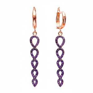 Améthyste CZ Stone Drop Poire Shape Charm Long Boucles d'oreilles Wholesale Turkish Handcrafted 925 Silver Sterling Fine Jewelry - Product Image 2
