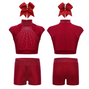 6-16 3 pièces/ensemble enfants filles patinage artistique scène danse Costume compétition justaucorps pour gymnastique vêtements Performance porter - Product Image 4