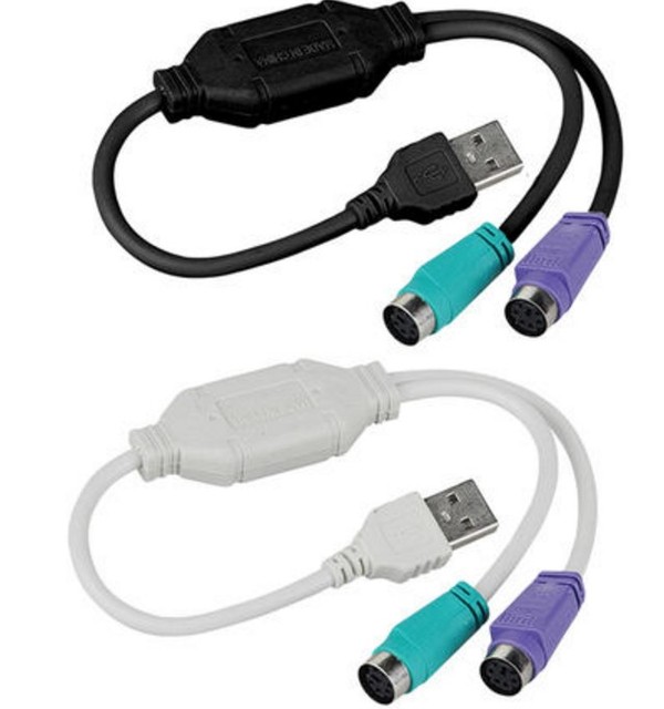 USB 2.0 to PS/2 Cable for Keyboard Mouse USB to Mini-Din 6 Pins Adapting Cable USB to Dual PS/2 PS2 Adapter Converter
