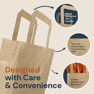 Custom Logo Printed <b>Thick</b> Quality Square Bottom Brown Kraft Paper Gift Bag with Handle for Supermarket Promotions and Shopping - Product Image 3