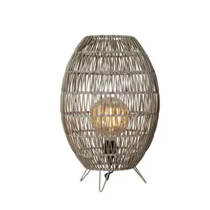 Asian Weaving Rattan Table Lamp IP55 Waterproof PE Rattan Outdoor Floor Lamp