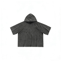 T-shirt à capuche épais de haute qualité 100% coton 240 grammes, délavé à l'acide, design uni, style rétro, personnalisable avec logo