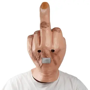 Halloween Creepy Fingers Mask Novelty Middle Finger Party Full Head Cosplay Costume Latex Headgear