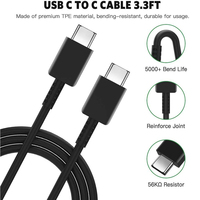 Cable tipo C para Samsung Cable tipo C a tipo C Cargador para Samsung Galaxy S20 S21 S22 Note10 Cable DE LA USB-C para Samsung S21 S21 +