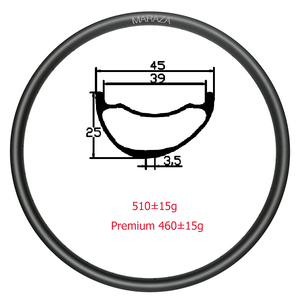 Llantas de carbono sin cámara para <span class=keywords><strong>bicicleta</strong></span>, llanta asimétrica 29er <span class=keywords><strong>MTB</strong></span> XC de 45x25mm, 460g, 24 28 32 agujeros, 35mm de ancho interno, UD mate brillante - Product Image 1