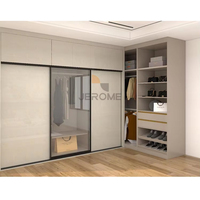 Armoire de chambre à coucher moderne personnalisée, meuble avec double porte coulissante, armoire en bois avec armoire latérale et étagères