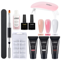 Kit Complet Professionnel de Fournitures pour Ongles, Gel d'Extension Acrylique, Polygel Personnalisé avec Lampe UV