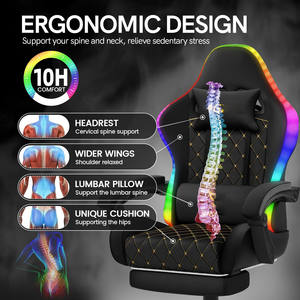 Silla Gamer USB con Iluminación LED RGB, Sillas para Videojuegos para tu Configuración de Juego, Silla Gamer con Reposapiés Telescópico, Silla de Juego - Product Image 5