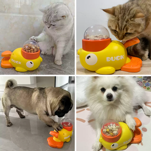Interaktif kedi bulmaca tedavi dağıtıcı sarı ördek şekilli zenginleştirme oyuncak kediler köpekler için - Product Image 6