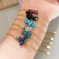 Bracelet en pierres naturelles éclatées, acier inoxydable, coloré, tendance, polyvalent, esthétique, élégant, bijoux en gros