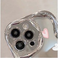 Chanceux amour coeur impression miroir galvanoplastie TPU housse de téléphone portable pour Iphone 6 7 8 X Xr XS 11 12 13 14 15 16 Pro Max