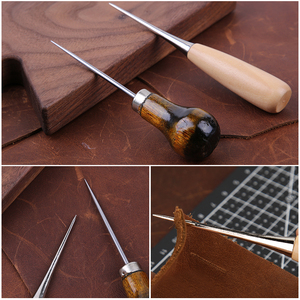 Kit de 3 aiguilles à coudre à la main en cuir avec manche en bois pour la réparation et l'artisanat du cuir - Product Image 6