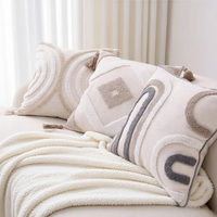 Housse de coussin carrée en coton et lin de style bohème avec franges décoratives pour coussin de canapé géométrique