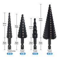 Poignée hexagonale noire rainure droite foret étagé 3-12/4-12/4-20/4-32mm trou élargir ensemble d'accessoires d'outils électriques perceuse de pagode