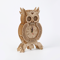 Horloge de table en bois 3D en forme de hibou à assembler soi-même, modèle de montre de bureau en gros