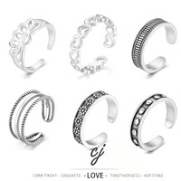 Bague d'orteil en argent 925 style vacances d'été Carline, motif cœur, poli miroir, ajustable, pour propriétaires de boutiques