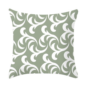 أريكة منزلية مزخرفة بنقشة زهور هندسية منقوشة بنقشة نعناع ، غطاء وسادة أخضر مربع الشكل - Product Image 5