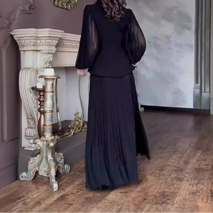 New Women's Solid Color Elegant Long Sleeve Bow Shirt Skirt 2-Piece Set Fashion - Product Image 3