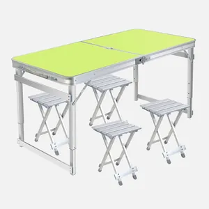 एल्यूमीनियम समायोज्य डाइनिंग सेट उपकरण 4 के साथ foldable पिकनिक तह डेरा डाले हुए आउटडोर समुद्र तट मेज कुर्सियों - Product Image 2