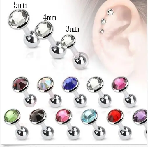Grosir Desain Perhiasan Zirkon Baja Cincin Perut Tubuh Hidung Dumbbell Stud Earrings Piercing Stud Pin Earring untuk Wanita