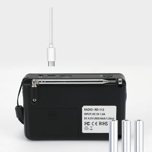 <span class=keywords><strong>Radio</strong></span> d'urgence portable rechargeable BT 5.0 AM <span class=keywords><strong>FM</strong></span> SW avec fente TF AUX, lampe torche LED, SOS, chargement Type-C, haut-parleur BT pour la maison et l'extérieur - Product Image 5