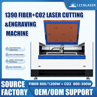 Machine de gravure et de découpe au laser CO2 à fibre LCCNLASER, double source laser, processeur pour métaux et non-métaux, 1390, cuir, tissu, acrylique