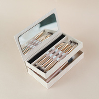 Ensemble de 7 pinceaux professionnels roses pour le maquillage, poils synthétiques, boîte portable, vente en gros directe, double extrémité, application sur le visage, manche de pinceau