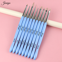 Pincel para decoración de uñas con mango de plástico azul, pincel delineador acrílico fino, herramientas de manicura, pincel para gel UV