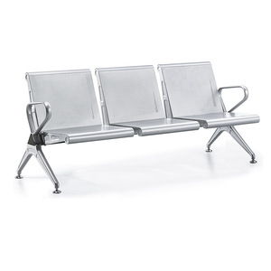 Sillas de espera Wolverhampton de acero inoxidable, 3 asientos con pasamanos para hospitales, aeropuertos y lugares públicos - Product Image 4