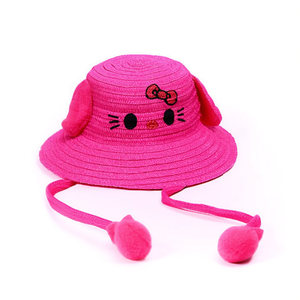 Cappello di paglia con airbag a forma di gattino dei cartoni animati per bambini, taglia unica, per protezione solare estiva - Product Image 1
