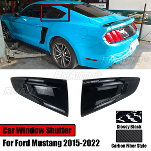 A Pair Car Rear Louver Trim for Ford Mustang 2015-2022 <b>Windows</b> Shutter Cover <b>Vent</b> Scoop Decoration Carbon Fiber Style ABS - Product Image 1