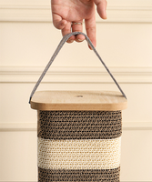 Poteau à gratter pour chat avec balle jouet pilier en papier ondulé pour animaux de compagnie tour d'arbre modifiable conception antidérapante avec poignée OEM/ODM MDF