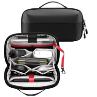 Pochette organisateur tout-en-un portable à double couche en tissu pour le rangement des câbles de voyage, étui imperméable et durable pour appareils électroniques