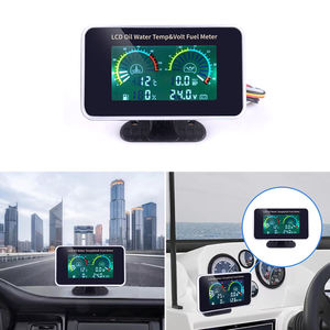 ユニバーサル12V/24V 4-in-1 LCD油圧電圧計ボルト水温オイル燃料計10mm温度センサー車トラック新品 - Product Image 4