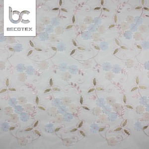 <span class=keywords><strong>2025</strong></span> 3D pháp Chất lượng cao thêu hoa lưới 3D Mạng Che Mặt đám cưới Hoa sequin ren vải - Product Image 6