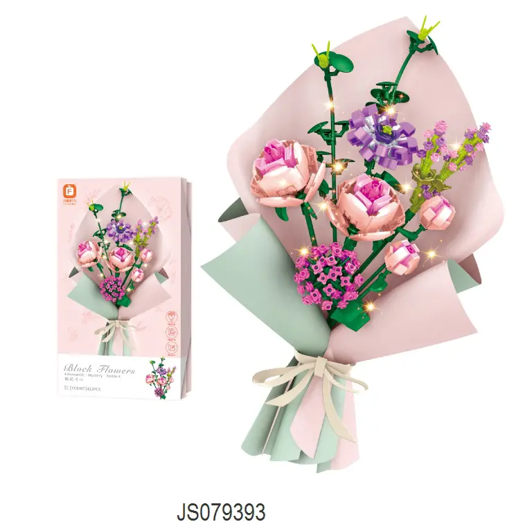 Flower Building Blocks Define com Frame, 3D Flower Bouquet Building Set para Meninos Meninas