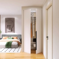 Porte de placard moderne en OSB sur mesure avec système de glissière silencieux pour chambre à coucher, appartement et dressing
