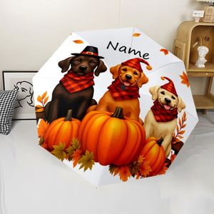 1 Parapluie pliant personnalisé avec nom de chien motif citrouille, sans MOQ, cadeau d'automne pour animal de compagnie, impression UV, commande unique, Payung Custom - Product Image 4